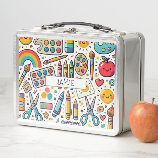 子パーソナライズされた供の学校の芸術品 メタルランチボックス (インサイチュ)