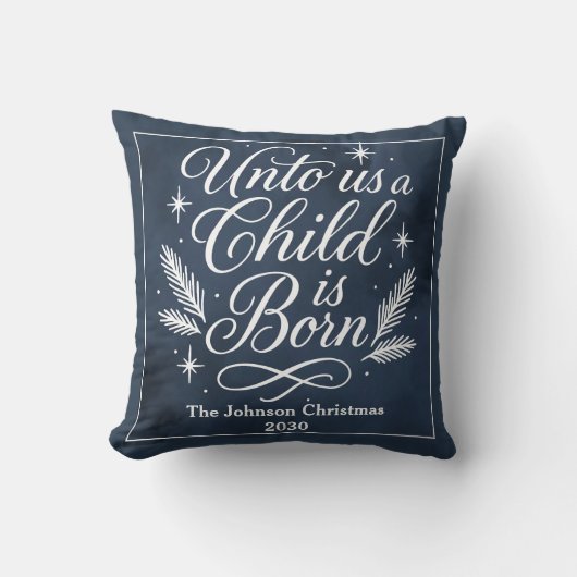 子パーソナライズされた供は生まれ枕 クッション (正面)