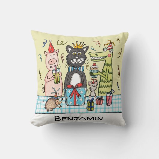 子パーソナライズされた供パーティー動物広場 クッション (正面)
