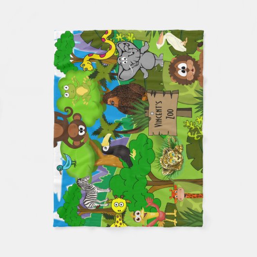 子パーソナライズされた供動物園 フリースブランケット (正面)