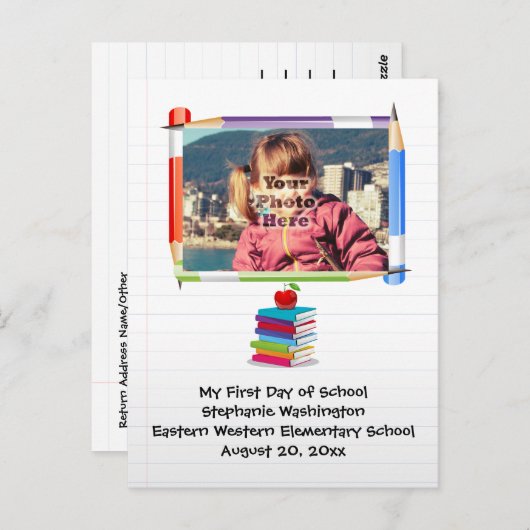 子パーソナライズされた供学校の写真カスタム ポストカード (正面/裏面)