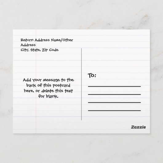 子パーソナライズされた供学校の写真カスタム ポストカード (裏面)