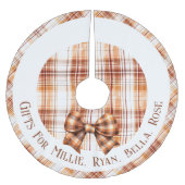 子パーソナライズされた名Bohoナチュラルプレイドへの贈り物 ブラッシュドポリエステルツリースカート (正面)