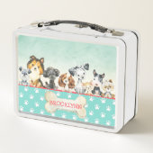 子パーソナライズされた犬の子ども メタルランチボックス (裏面)