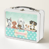子パーソナライズされた犬の子ども メタルランチボックス (正面)