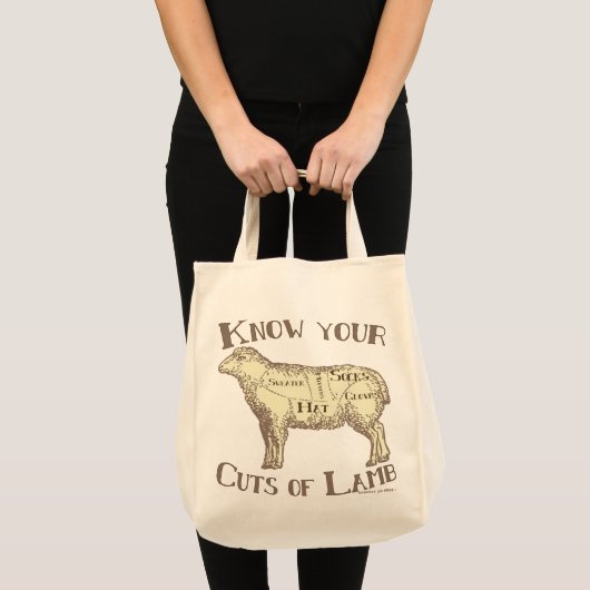 子ヒツジおもしろいなDIYのあなたの切口を知って下さい トートバッグ (正面(商品))