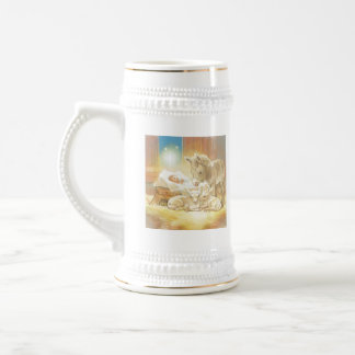 子ヒツジおよびろばとのベビーのイエス・キリストの出生 ビールジョッキ