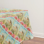 子ヒツジのテーブルクロスとのヴィンテージのハッピーイースターの天使 テーブルクロス (インサイチュ)
