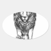 子ヒツジの入れ墨を守っているライオン 楕円形シール (正面)