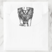 子ヒツジの入れ墨を守っているライオン 楕円形シール (バッグ)