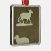 子ヒツジを持つヒツジそしてヒツジ メタルオーナメント (右)