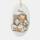 子ヒツジを持つ子供 セラミックオーナメント (右)
