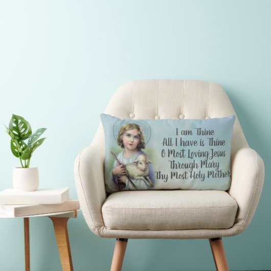 子ヒツジ及び祈りの言葉を持つヴィンテージの子供イエス・キリストを個人化して下さい ランバークッション (椅子)