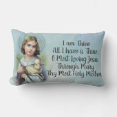 子ヒツジ及び祈りの言葉を持つヴィンテージの子供イエス・キリストを個人化して下さい ランバークッション (正面)