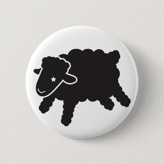 子ヒツジstarrの単独の黒いボタン 缶バッジ (正面)