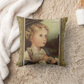 子ヒツジw/Latinの単語を保持している金ゴールドのベビーイエス・キリスト クッション (ブランケット)