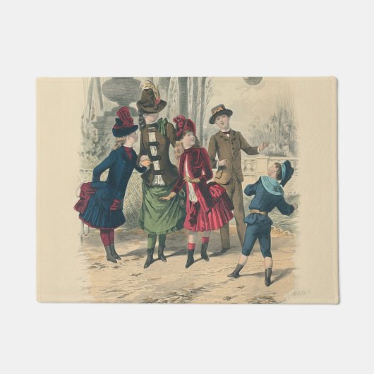 子ビクトリアン供ファッションカワイトイラストレーション ドアマット (正面)