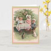 子ビクトリアン用ティーパーティーノート カード (黄色い花)