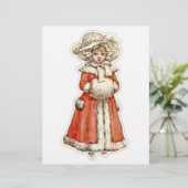 子ビクトリアン紙人形の冬のコートのハンドマフ (スタンド正面)