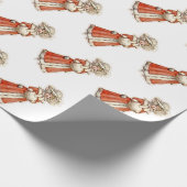 子ビクトリアン紙人形の冬のコートのハンドマフ ラッピングペーパー (角)