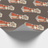 子ビクトリアン紙人形の冬のコートのハンドマフ ラッピングペーパー (角)