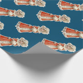 子ビクトリアン紙人形の冬のコートのハンドマフ ラッピングペーパー (角)