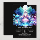 子プリンセス誕生日 招待状 (正面/裏面)