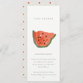 子モダン手描きスイカ果実赤ちゃんシャワー 招待状 (正面/裏面)