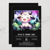 子モダン牛誕生日 招待状 (正面/裏面)