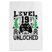 子ユニセックスどもゲーマー誕生日年齢19 ミディアムペーパーバッグ (裏面)