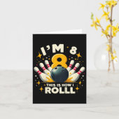 子供おもしろいボーリング誕生会I'm 8 How I カード (黄色い花)