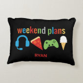 子供おもしろい週末の計画ゲーマーのビデオゲーム少年 アクセントクッション (裏面)