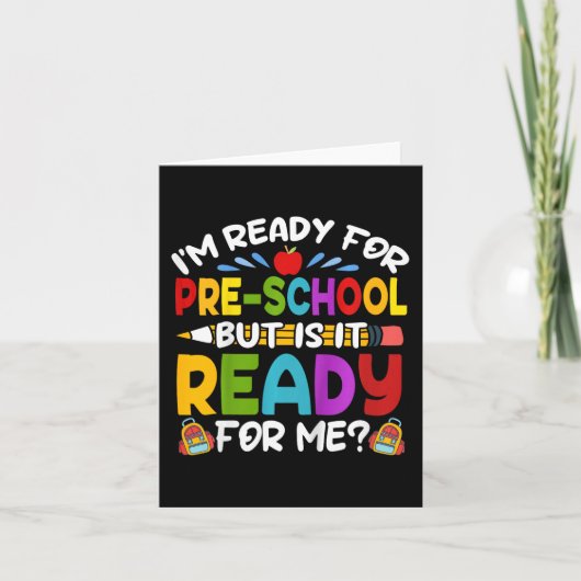 子供おもしろいIm就学前の最初の日に準備ができている カード (正面)