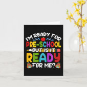 子供おもしろいIm就学前の最初の日に準備ができている カード (黄色い花)