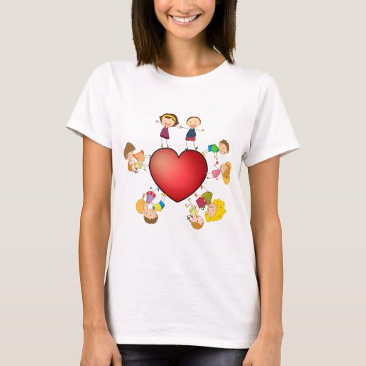 子供およびハート Tシャツ (正面)