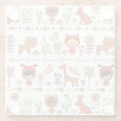 子供および動物パターン ガラスコースター (裏面)