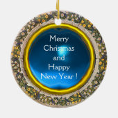 子供および天使の円形の青いサファイアが付いているヴァージン セラミックオーナメント (裏面)