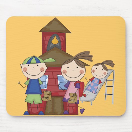 子供および校舎のTシャツおよびギフト マウスパッド (正面)