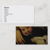 子供および犬の詳細を持つ女性のポートレート 名刺 (正面/裏面)