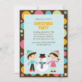 子供および雪だるまのクリスマス・パーティ 招待状 (正面)