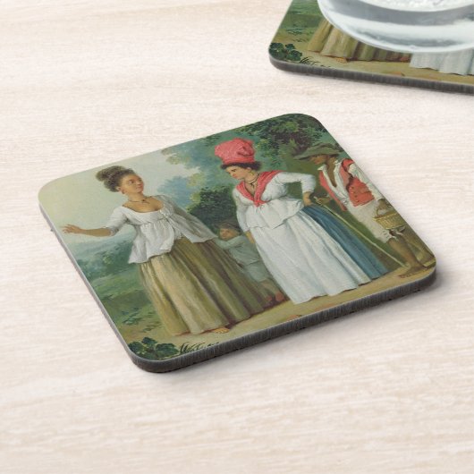 子供およびBlacの色の西のインドの女性、 コースター (左側)