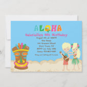 子供およびTikiの誕生日の招待状とのルアウ(ハワイ式宴会) 招待状 (正面)