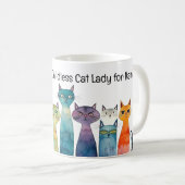 子供お洒落なしキャットレディーカマラティール(緑がかった色)オレンジ コーヒーマグカップ (正面右)