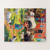 子供お洒落のよくはしゃぐデザイン ジグソーパズル (横)