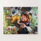 子供お洒落のよくはしゃぐデザイン ジグソーパズル (横)