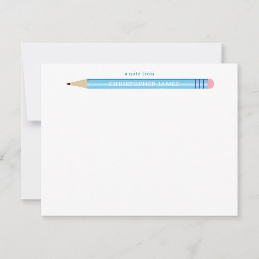 子供からの鉛筆の平らなノートカードのメモ ノートカード (正面)