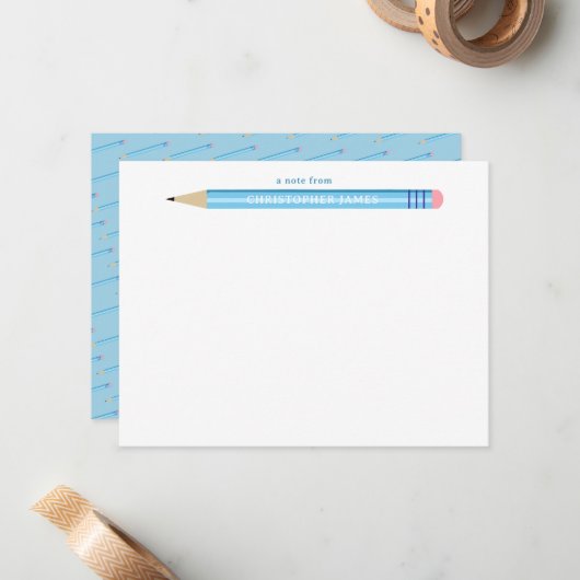 子供からの鉛筆の平らなノートカードのメモ ノートカード (正面/裏面インサイチュ)