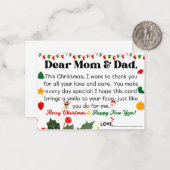 子供から親へのクリスマスカード ノートカード (正面/裏面インサイチュ)