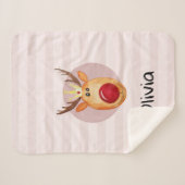 子供かわいいルドルフトナカイのクリスマスと名前 シェルパブランケット (正面(横))