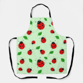 子供かわいい赤いラディバグとグラデーシ離れョンの緑 エプロン (正面)